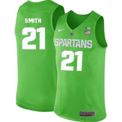Men Michigan State Spartans NCAA #21 Steve Smith Green Authentic Nike Stitched College Basketball Jersey IV32F54UK